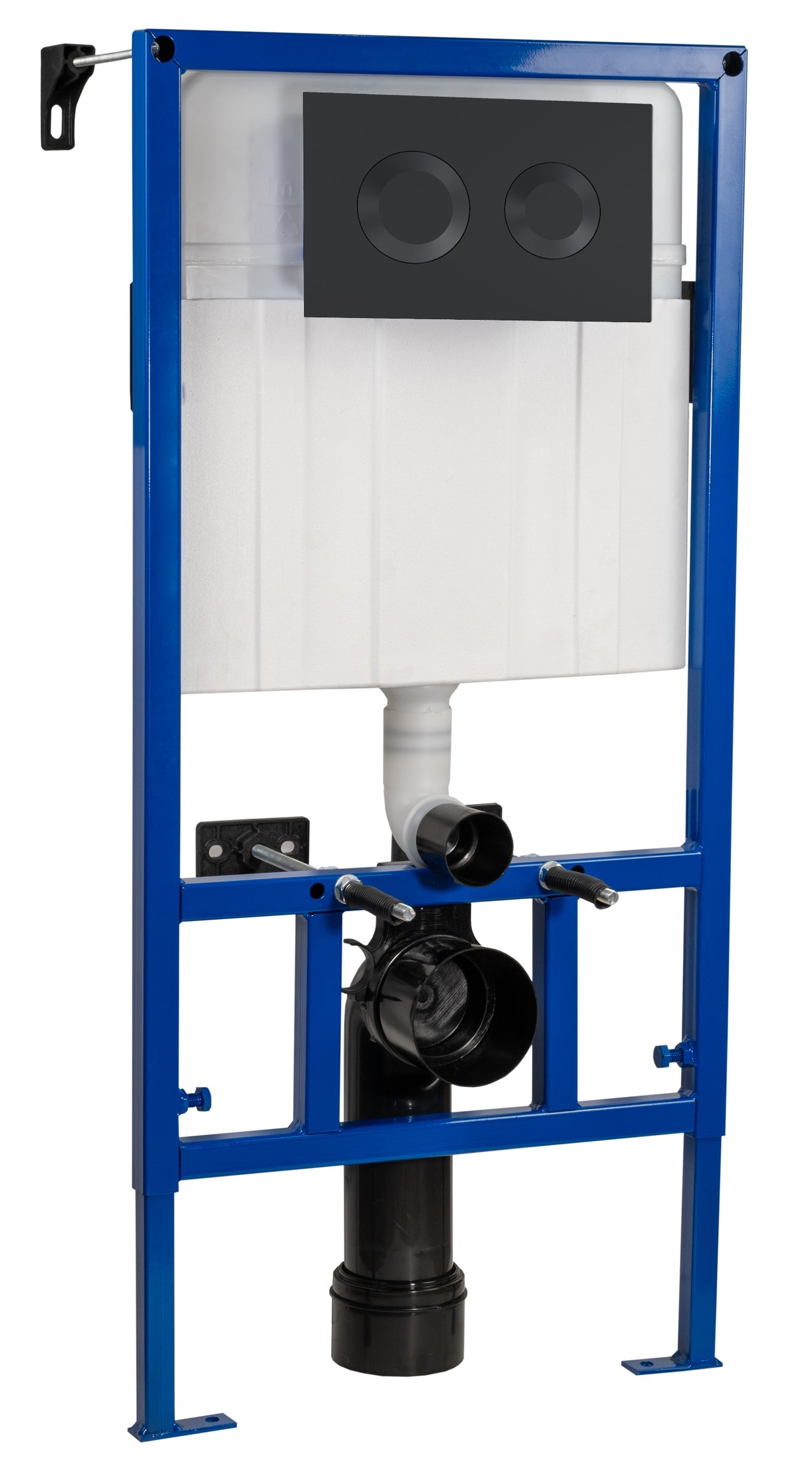 Hudson Reed Black Midheight Concealed Cistern Frame With Round Dual Flush Button